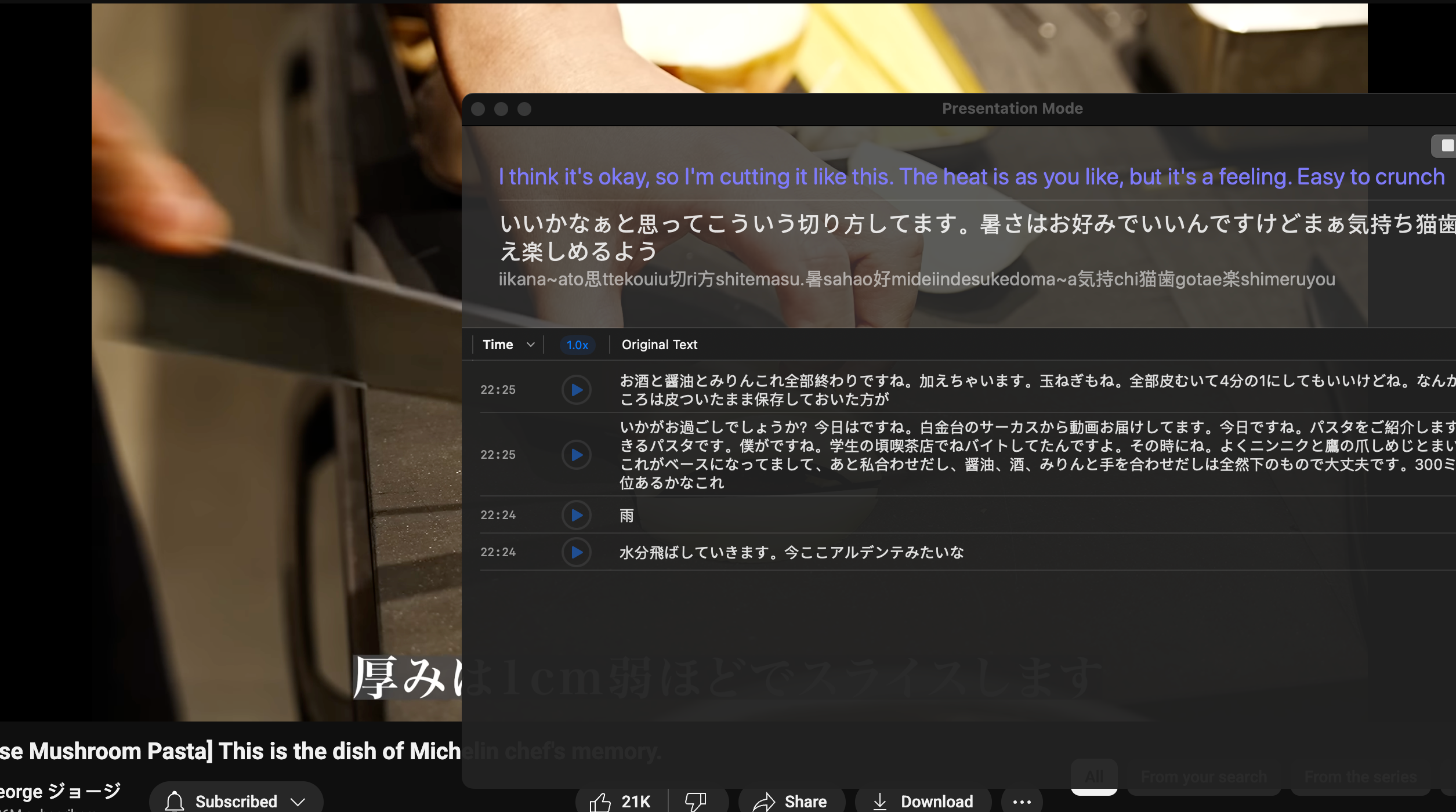 Export transcript options