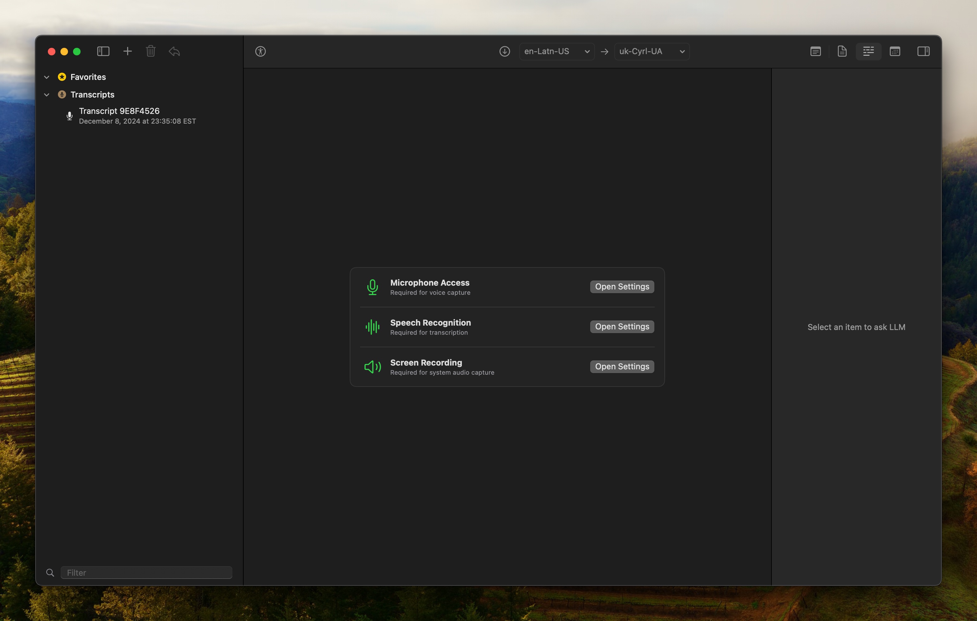 Review saved calls interface
